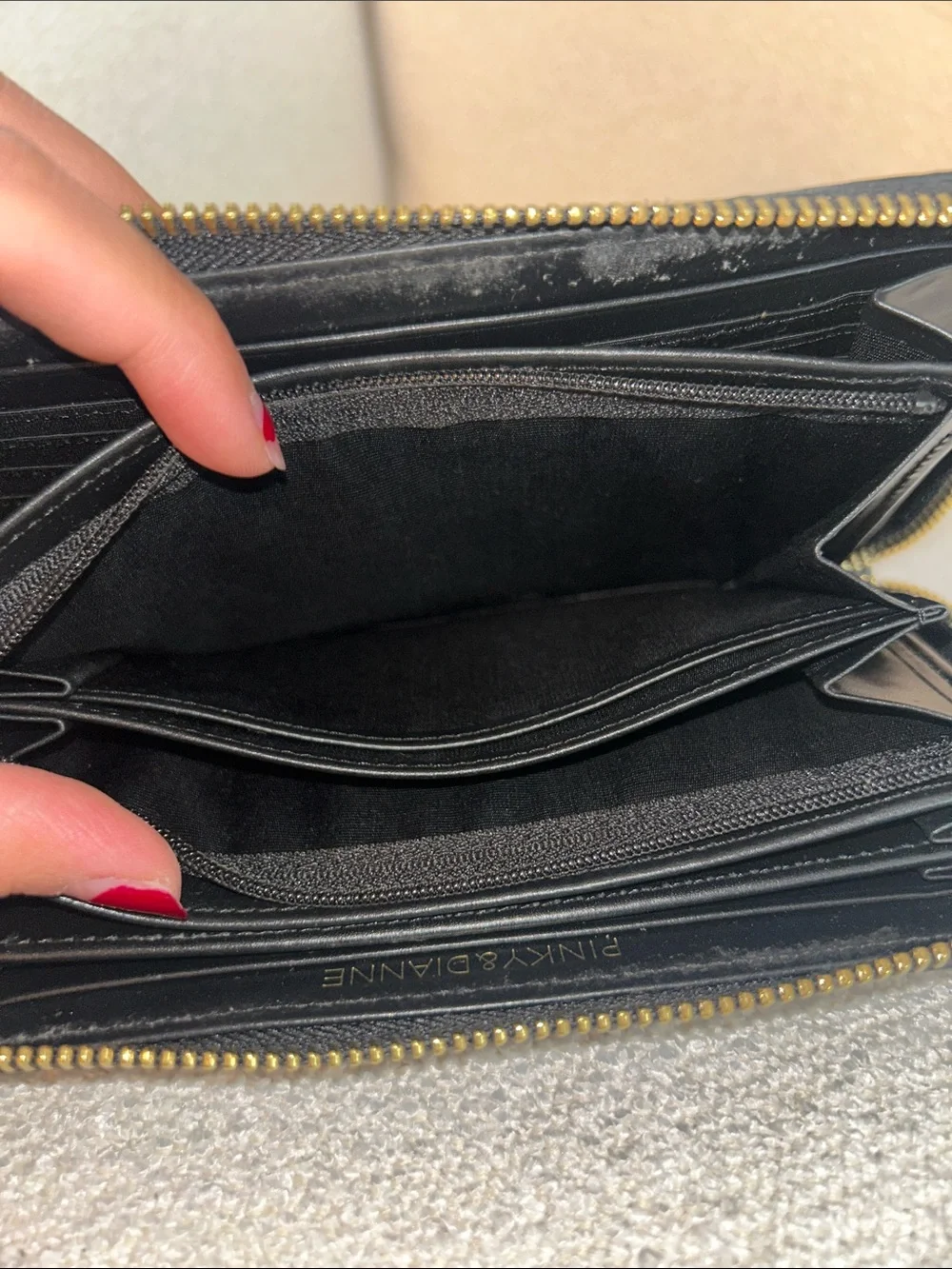 Pinky & Dianne Black Patent Zip-Around Wallet
